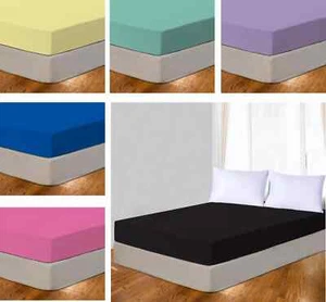Fitted Sheet Bed Sheets 100% Poly Cotton Single Double SALE - Picture 1 of 5