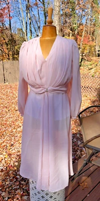 Bespoke 1960s Party Dress Pastel Baby Pink Flirty Chiffon USA Union Made VTG - Image 1 of 4
