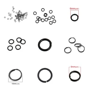100x BLACK Plated Alloy Opened Jump Rings Findings Round 4mm-12mm - Picture 1 of 23