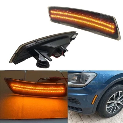 LED Front Bumper Side Marker Light For VW 2018-2023 Tiguan 2012-19 Beetle Smoked Foto 1 de 4