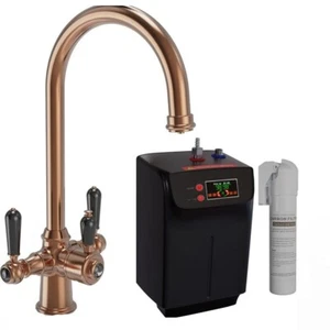 LSC Traditional Cruciform 3in1 Kupfer & Schwarz Kochen Heißwasser Küche Wasserhahn & Tank - Bild 1 von 10