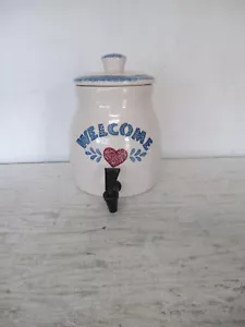 Vintage Red Heart Stoneware 1 Gallon Jug with Lid & Spigot - Picture 1 of 5