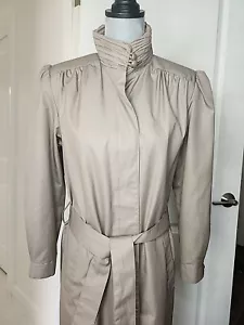 Vintage Lord & Taylor ALORNA Coat Trench 10 Hidden Button Front Long Belted MINT - Picture 1 of 15