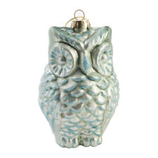 Set of 2Light Blue Mercury Glass 4-3/4" Owl Christmas Ornaments