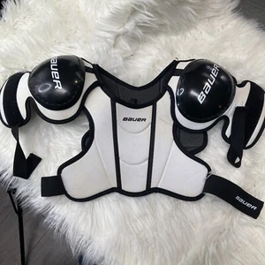 Bauer Hockey Shoulder Pads Youth Small (S) Tires Black And White 40-60 Pounds - Picture 1 of 8