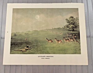 Currier Ives 1968 Buchdruck 9"x12" Indianer Antilopenschießen - Bild 1 von 3