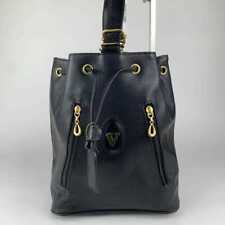 VALENTINO DINI Shoulder Bag Drawstring Type Black All Leather Used From Japan