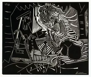 PABLO PICASSO Luncheon on the Grass (white) 23" x 27.25" Lithograph 1972 Cubism - Picture 1 of 6