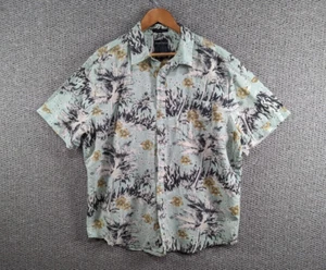 POINT ZERO Black Label Men's Floral Palm Hawaiian Aloha Linen Button Shirt - XL - Picture 1 of 14