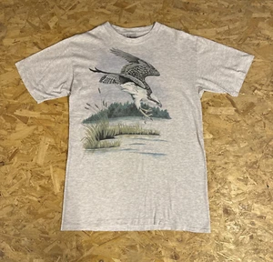 Camiseta Vintage Puntada Única Estampado Águila 1992 Talla Mediana Gris Estampado Gráfico - Imagen 1 de 5
