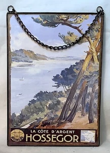 Vintage Metall gerahmt Hossegor La Cote d'Argent große Postkarte Wandbehang - Bild 1 von 3
