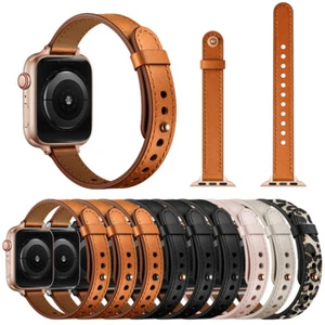 Leather Bands Compatible with Apple Watch 41mm 45mm Band Women Slim Thin Genuine - Picture 1 of 120