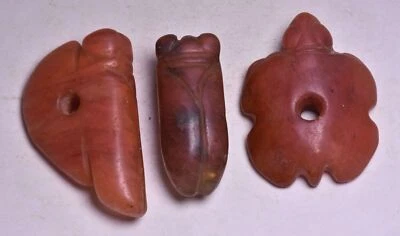 7CM Hongshan Culture Red Crystal Cicada Animal Three Item Set Amulet Pendant - Image 1 of 4
