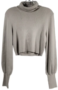 NWOT Woman's Sz S Wilfred Rebecca Cropped Turtleneck Sweater Gray Merino Blend - Picture 1 of 6