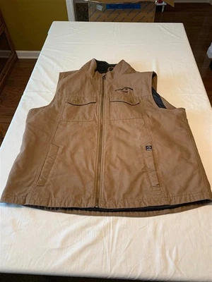 Vintage DRI-DUCK Mens 2XL Brown Canvas Full Zip Duck Hunting Cotton Vest-Quilted - Image 1 of 4