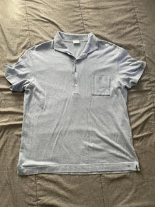 Luciano Barbera Knit Polo Shirt Made In Italy Heathered Blue Pocket Men's XLarge - Picture 1 of 7