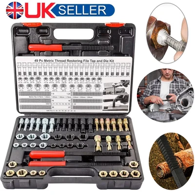 49PCS Thread Chaser Set Cleaner Rethreading Master Kit UNC UNF Metric Restorer - Image 1 of 4