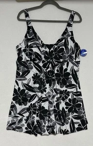 Swimsuits For All Women's Swimsuit Floral Print Split Front Swimdress One Piece - Picture 1 of 13