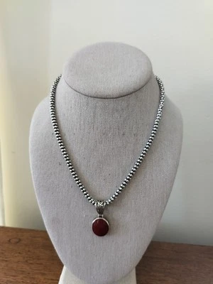Silpada Sterling Silver Red Stone Pendant  Popcorn Necklace Women's  - Image 1 of 4