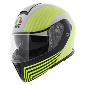 AGV Streetmodular Modular Motorcycle Helmet Iseo matt Black White Yellow Flip Up - Picture 1 of 9