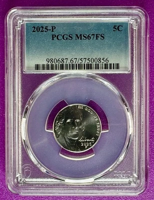 2025 P 5c Jefferson Nickel PCGS MS67FS (856) - Image 1 of 2