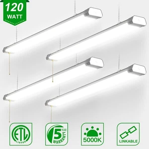 4-PACK Linkable 120W LED SHOP LIGHT Ceiling Tube Garage Lighting Fixture 16800LM - Picture 1 of 12