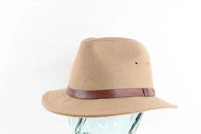 Chapéu Fedora Vintage Anos 60 Design Kangol Pulseira de Couro Lã Marrom EUA Médio Feito na União - Imagem 1 de 4