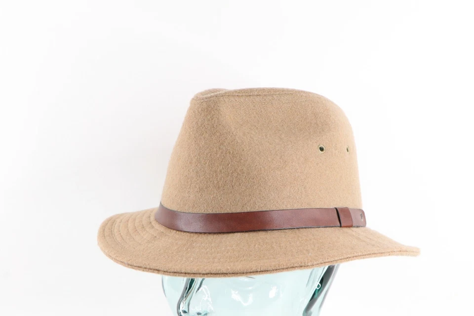 Винтажный 60-х Kangol дизайн кожаный ремень шерсти Fedora шляпа коричневый США средний союз сделано - Изображение 1 из 4
