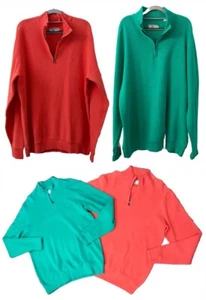 LOT OF 2 Southern Tide SkipJack Sweater Men’s XL Green+Orange 1/4 Zip Pullover - Picture 1 of 15