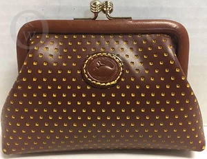 *Vintage*DOONEY & BOURKE*Cuero descapotable*Monedero Kisslock/bronceado y amarillo #16311A - Imagen 1 de 6