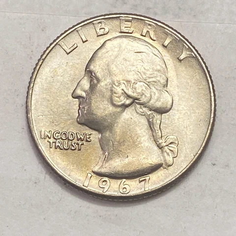 GEM BU 1967 Washington Quarter Philadelphia Mint - NOT SMS -Coin Shown Ships A14 Cover