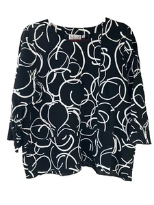 HABITAT LAGENLOOK BLACK/WHITE RAYON TUNIC TOP S/M NWOT LAGENLOOK - Picture 1 of 15