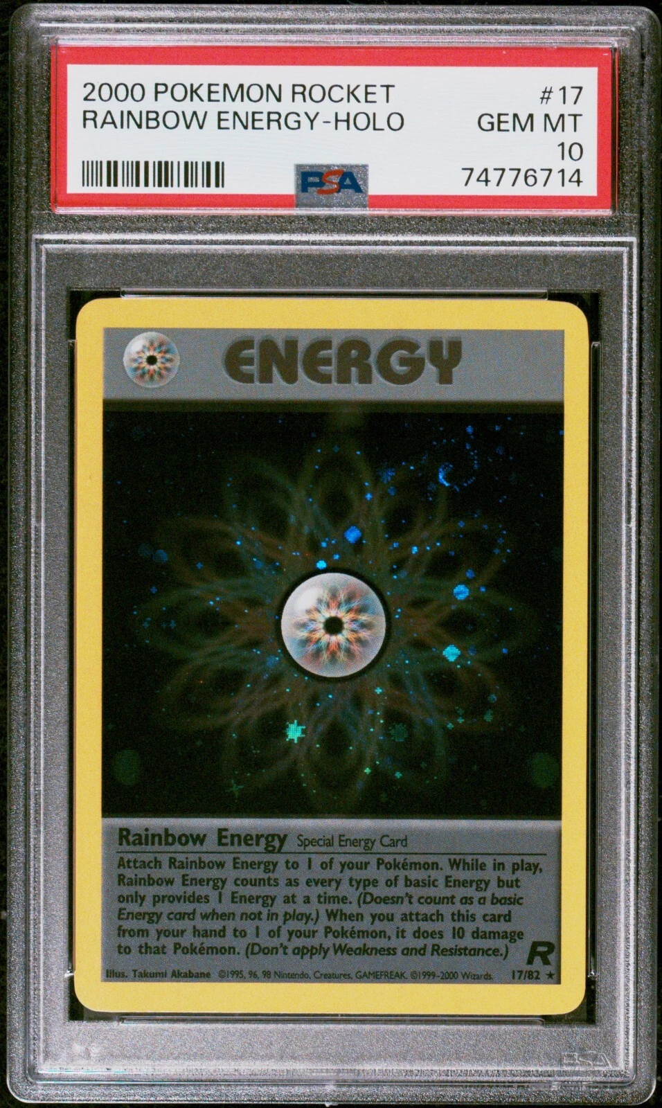 PSA 10 GEM MINT Pokémon RAINBOW ENERGY Holo Team Rocket 17/82 Unlimited *POP 17*