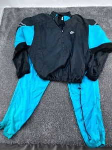 Vintage Nike Windbreaker Tracksuit Blue & Black Jacket Nylon Unisex Size L - Picture 1 of 19