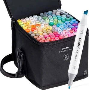 Marcadores de arte a base de alcohol Ohuhu 120 colores - cincel y marcadores finos Oahu de Ohuhu - Imagen 1 de 9