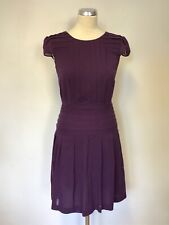 NW3 HOBBS PURPLE SILK CAP SLEEVED FIT & FLARE DRESS SIZE 8