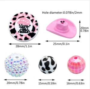 5 pc. Set Focal Bead, rhinestone cowgirl hat rhinestone iridescent beadable - Picture 1 of 2