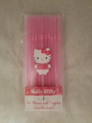 Meri Meri Sanrio Hello Kitty 24 pajitas flexibles y adornos de papel suministros para fiestas NUEVO Foto 1 de 4