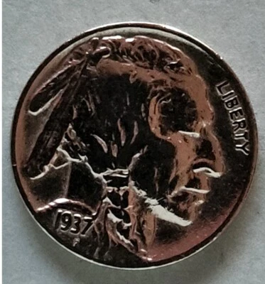 USA - Five Cent - 1937- P - Buffalo Nickel - Copper Nickel -KM 134 -5C - Image 1 of 4