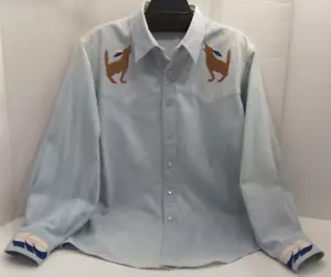 Men's Native American/Western Shirt Buckskin Appliques Size L Vintage - Picture 1 of 10