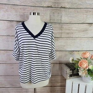 T-shirt Rachel Hollis relaxed scollo a V a righe XXS - Foto 1 di 6