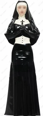 1283 Latex Gummi Nun Uniform Outfits dress gloves headpiece customized 0.4mm - Image 1 of 4