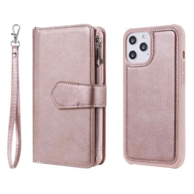 适用于 iPhone 13 12 11 XR SE 8 7 6s 磁性可拆卸钱包式皮革外壳 保护套 — 第 1/4 张图片