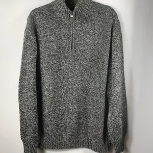 Giorgiolini Sweater Men’s Size L Wool Cashmere Blend Black Quarter Zip Pullover - Picture 1 of 6