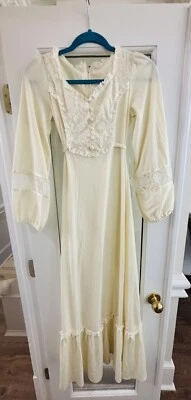 Vtg 70’s Prairie Cottage Core romatic victorian “Gunne Style” Festival Dress S M - Image 1 of 4