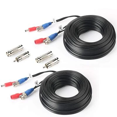 2Pack 100Feet BNC Vedio Power Cable Camera Video BNC Cable Wire Cord for Surv... - Image 1 of 4