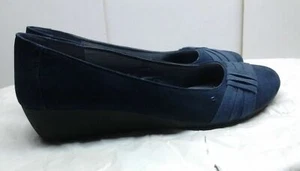 CL Chinese Laundry Blue Faux Suede Slip On Wedge Loafer Pump Women's Shoe 10M 41 - Picture 1 of 7