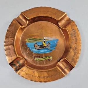 Vintage Hershey Park PA Souvenir Aschenbecher Indianer im Kanu 4 3/4" breit - Bild 1 von 4