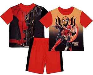 3 PC Spiderman Pajamas Set Shorts T Shirt Pants Boy 6 8 12 Marvel Miles Morales - Picture 1 of 2