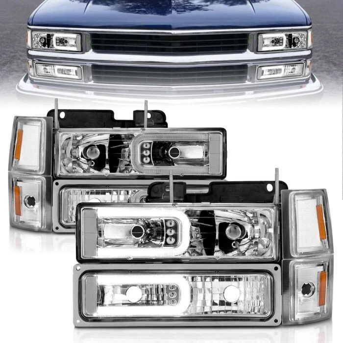 Faros halógenos anzo cromados lentes transparentes para 94-00 Chevrolet C/K 3500 Foto 1 de 4